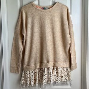 Free People Oversized Boho Tunic Sweatshirt - Oatmeal